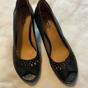 PIKOLINOS Black Peep-Toe Heels